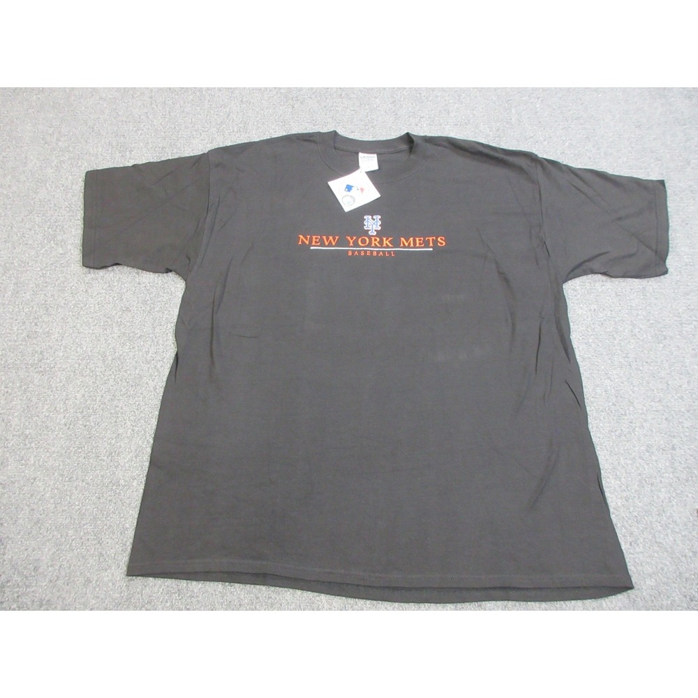 Vintage New York Mets Shirt Mens 2XL Black MLB Baseball Gildan Ultra Cotton Tee